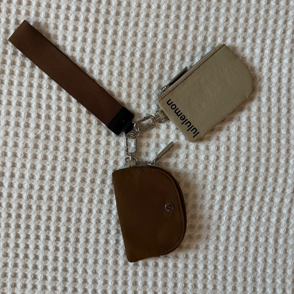 Lululemon Athletica Brown and Tan Key Card Holder
